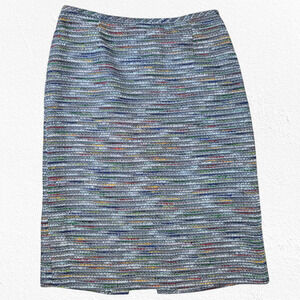 Tahari Arthur S. Levine Multicolor Tweed High Waisted 2010s Pencil Skirt Size 2